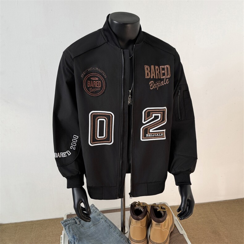 重工艺刺绣夹克男潮牌痞帅字母街头风美式复古棒球服JK07651-P73,男装夹克,星座308B-2
