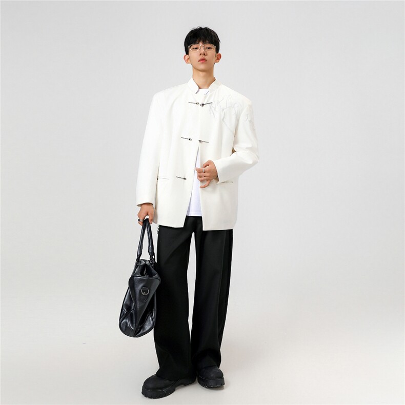 可二开「折棘」荆棘立体绣设计大码M-5XL中式西服XF78058P90控138,男装西服,星座226-1