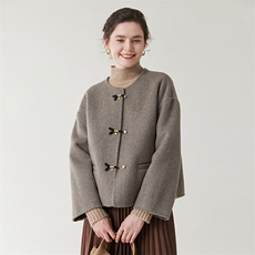 双面呢羊毛大衣女短款2025秋冬韩版新款赫本风外套，女装双面呢大衣，优远毛呢大衣