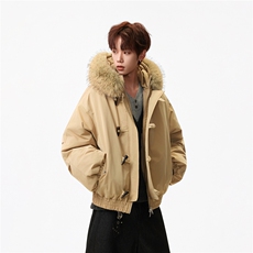 2025冬季毛领加厚棉服牛角扣连帽上衣MF002-P130-控239，男装棉衣，星座216(原A116)