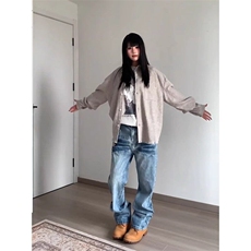 【有货】NZ455HH-特P42冰蓝闪电纹水洗牛仔裤男女直筒裤子，男装牛仔裤，星座1007（原301D）