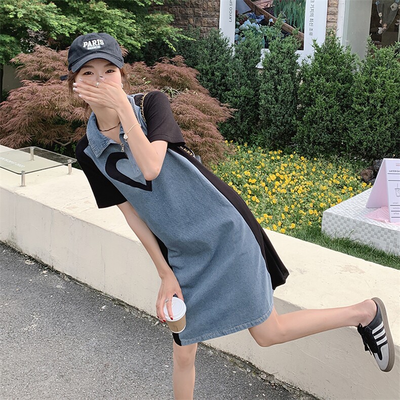 新品现货2025夏装拼接牛仔连衣裙2C116-728-P125-K188,女装连衣裙,2C116