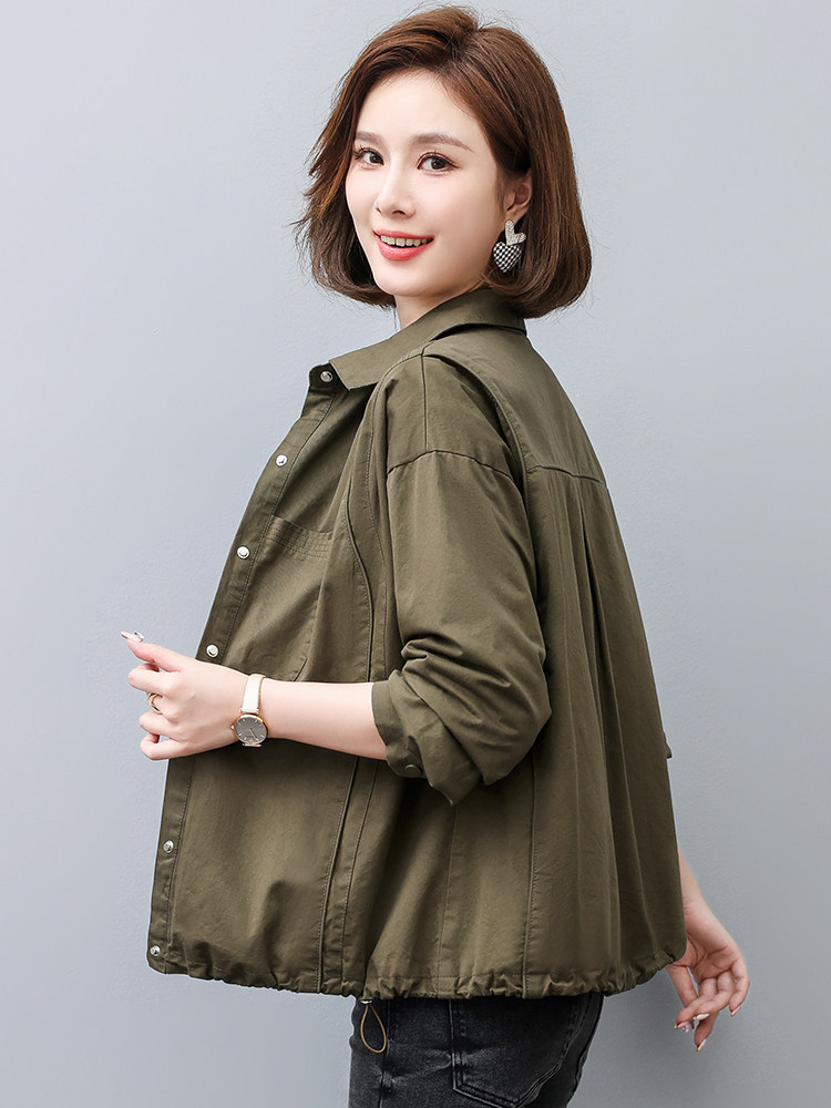 休闲大码宽松纯棉短外套女2025春秋季新款中老年妈妈夹克开衫上衣,女装短外套,曼沙奕珂