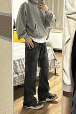 B221美式ins高街暗黑小众铆钉个性拼接牛仔裤LK23141-P65控88，男装牛仔裤，电商B221