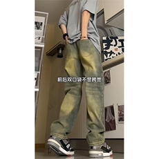 高品质美式复古做旧水洗微喇叭显瘦牛仔裤A438特P50，男装牛仔裤，电商A309