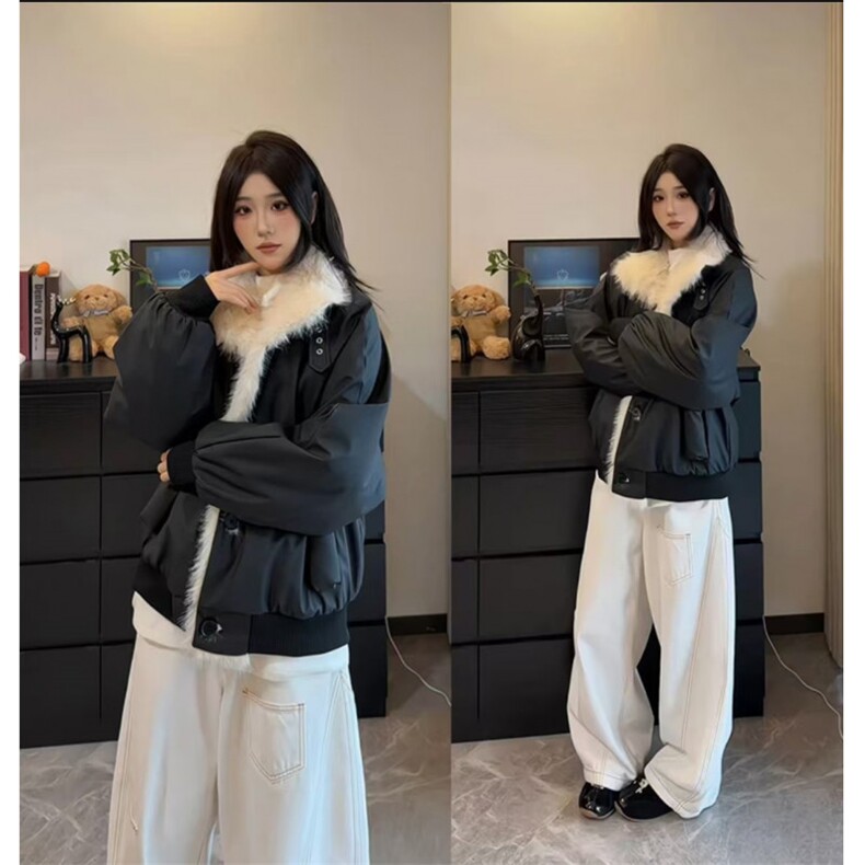 25新款座山雕长毛大翻领棉服加绒加厚工装派克服PU皮ZX39批118,男装棉衣,星座307A