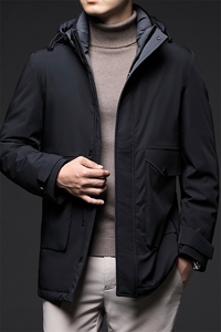CD2209钱塘2020-2中青年男士连帽休闲羽绒服中长款宽松外套P250图片