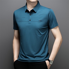 夏季男士短袖polo衫中青年休闲宽松翻领冰丝薄款T恤QSD1258-P40，男装Polo衫，星座1105-3