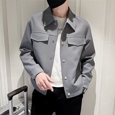 秋季2023轻熟抖音小伙明线纯色休闲夹克店主风A236-JK5030-P130，男装夹克，电商A236