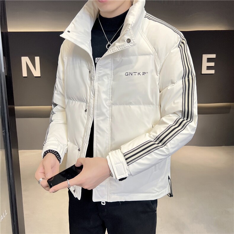 特价男士白鸭绒羽绒服2025冬宽松休闲立领印花外套潮8071-P100,男装羽绒服,电商A413