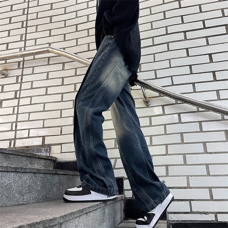 牛仔裤男款美式高街男生裤子潮牌痞帅男士复古休闲直筒裤N819-P50,男装牛仔裤,星座308B-1