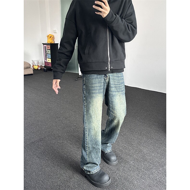 B221美式ins高街暗黑小众个性宽松直筒牛仔裤LK23140-P65控88,男装牛仔裤,电商B221