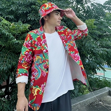 XZ01秋文艺男大码宽松西服东北大花潮牌开衫男女风民族特色，男装西服，星座115A(原星座507）
