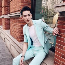 2021夏款七分袖西装男套装九分休闲裤中袖西服A470-TZ31-P150，男装西服套装，电商A207
