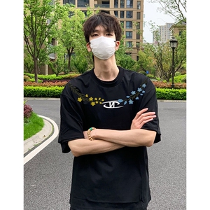 万针全刺绣解构设计260克重磅双纱纯棉高品质美式高街短袖T恤特33图片