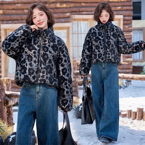 【bao款现货】2024新款冬装提花重工立领短款羽绒服白鸭绒图片