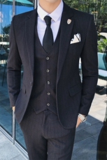 条纹西服礼服三件套西装商务三件套蓝色SJTX36-P285，男装西服，星座1012