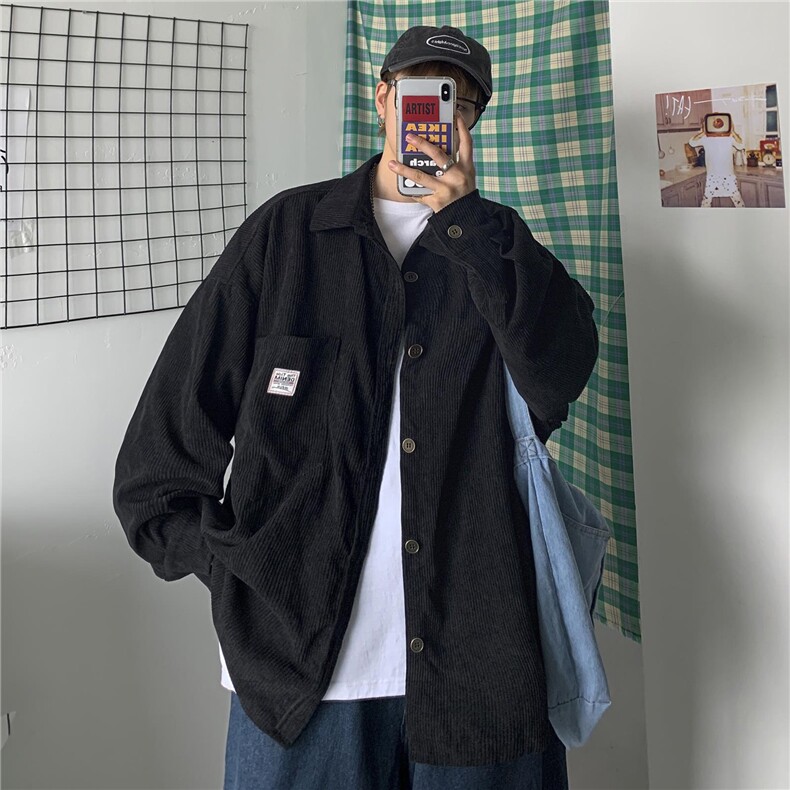 港风秋冬灯芯绒夹克外套长袖韩版衬衫宽松衬衣男女ins潮H202/P45,男装夹克,电商A221A