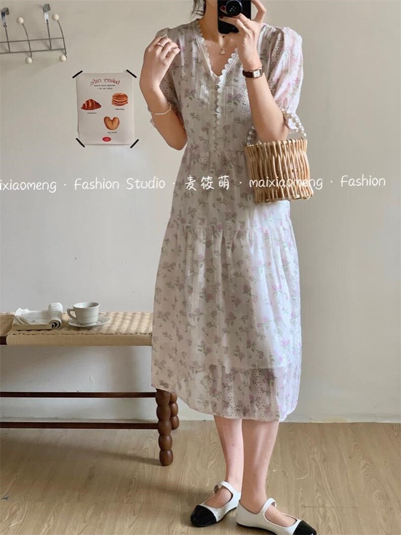 重工刺绣款韩系连衣裙，女装连衣裙，麦筱萌