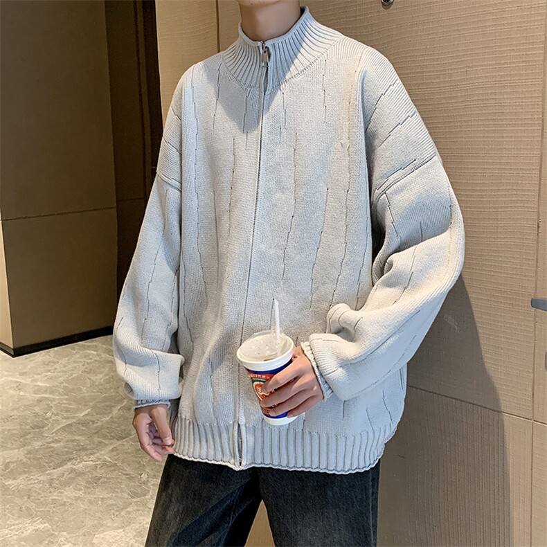 美式毛衣开衫外套男秋冬潮流高级感纯色针织衫毛线衣,男装针织衫/毛衣,星座410-6（原星座1304-1）
