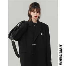 1中性金属搭扣大码M-5XL西服女96%聚酯纤维4%氨纶XF77068P85控128，男装西服，星座226-2