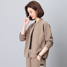 时尚气质休闲立领宽松开衫外套女，女装短外套，依恋蒂丝