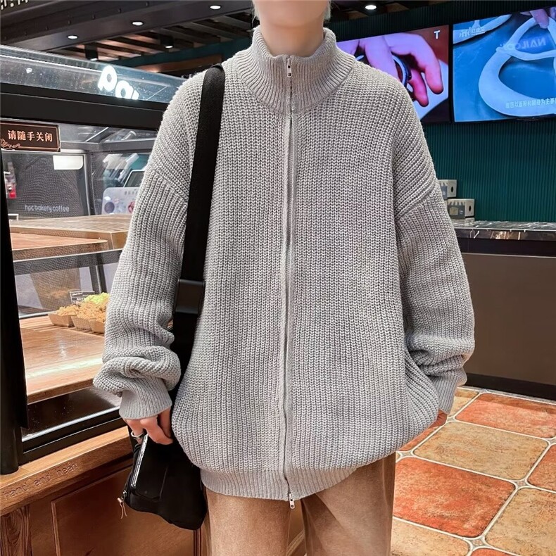 得物品质秋男立领毛衣双拉链针织衫宽松外套M0011P55,男装针织衫/毛衣,星座1013-1