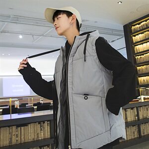 709-M11-P60 20新款 韩版休闲无袖连帽外套情侣棉衣马甲坎肩图片