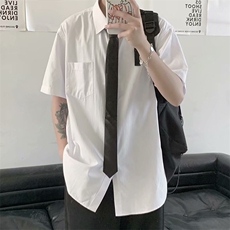 夏季衬衫男短袖韩版潮流帅气港风衬衣学生班服cs122-p28送领带，男装衬衫，星座1008