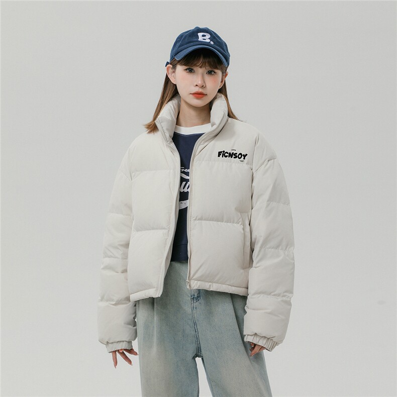中性风休闲字母印花面包服时尚宽松立领棉服A268-MY502P85控118,男装棉衣,电商A268