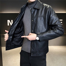 加绒加厚皮衣外套男秋冬季2025新款美式皮夹克A313-1911-P145，男装夹克，电商A313