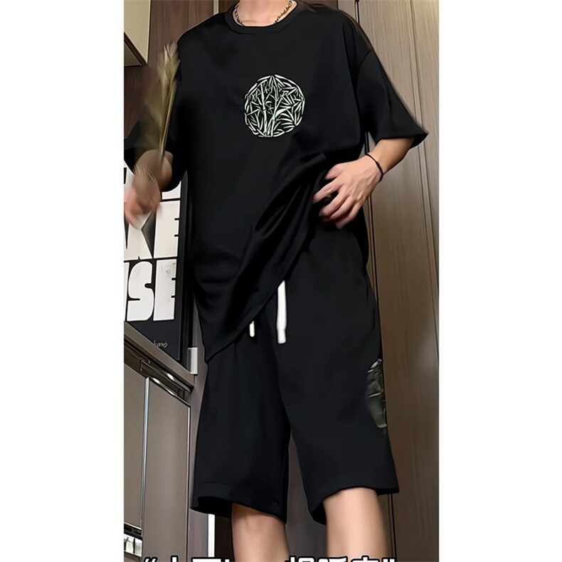 量大优供视频菠萝格套装刺绣短袖男大码M-5XTX27-特P23,男装休闲套装,电商B325