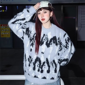 YTM108-P60 重磅小众立体肌理高领毛衣金属扣设计宽松慵懒针织图片