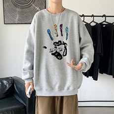 Y2460P38！21年秋冬新款港风日系大码印花长袖圆领卫衣男，男装卫衣，星座510A-1