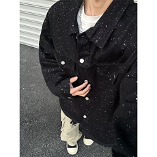 高街满天星外套男夹克潮流2025春季宽松痞帅休闲上衣W6365-P76，男装夹克，星座412-3