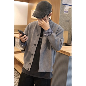现货假两件针织衫开衫衬衫领拼接毛衣外套W6180-特P75图片