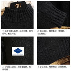 M18061-P45加绒款-P65半高领毛衣男士大码针织衫男毛线衣男线衫，男装针织衫/毛衣，电商A040A