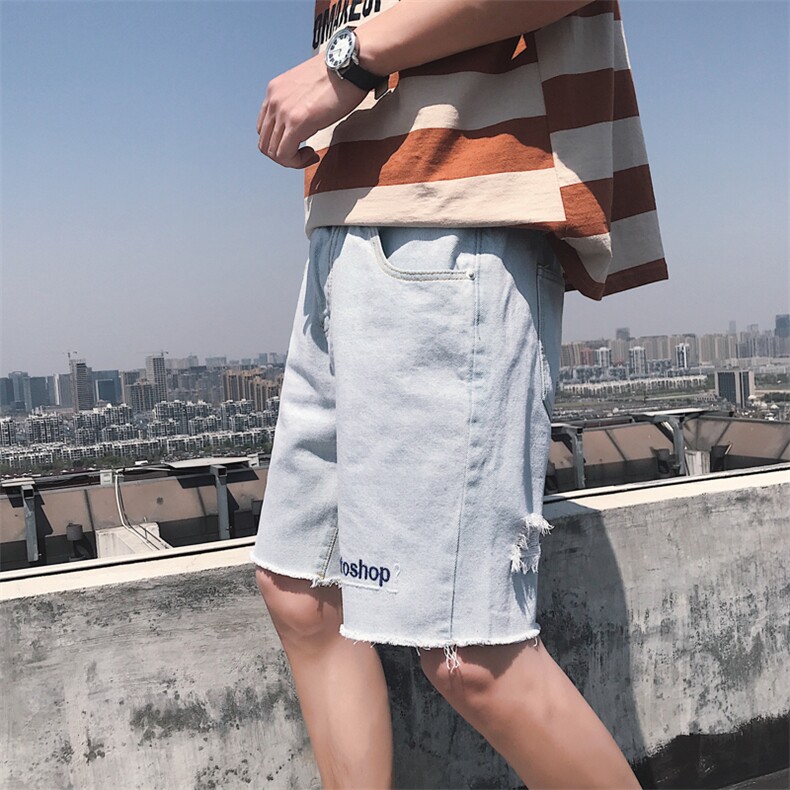 （大货）港风夏季清爽休闲裤牛仔短裤男韩版潮流五分裤D/,男装牛仔裤,电商D202