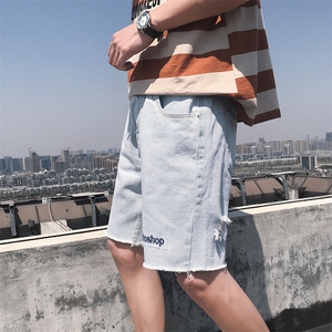 （大货）港风夏季清爽休闲裤 牛仔短裤男 韩版潮流五分裤D/图片