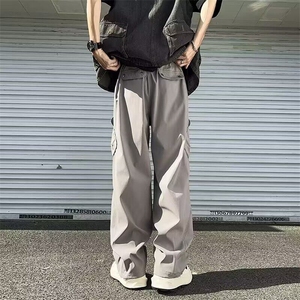 机能工装裤子男士夏季新款潮牌宽松直筒阔腿休闲长裤A892/P50图片