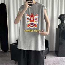 BX25184-P25纯汗背心男士大码宽松汗衫男无袖t恤男港风，男装T恤，电商A040