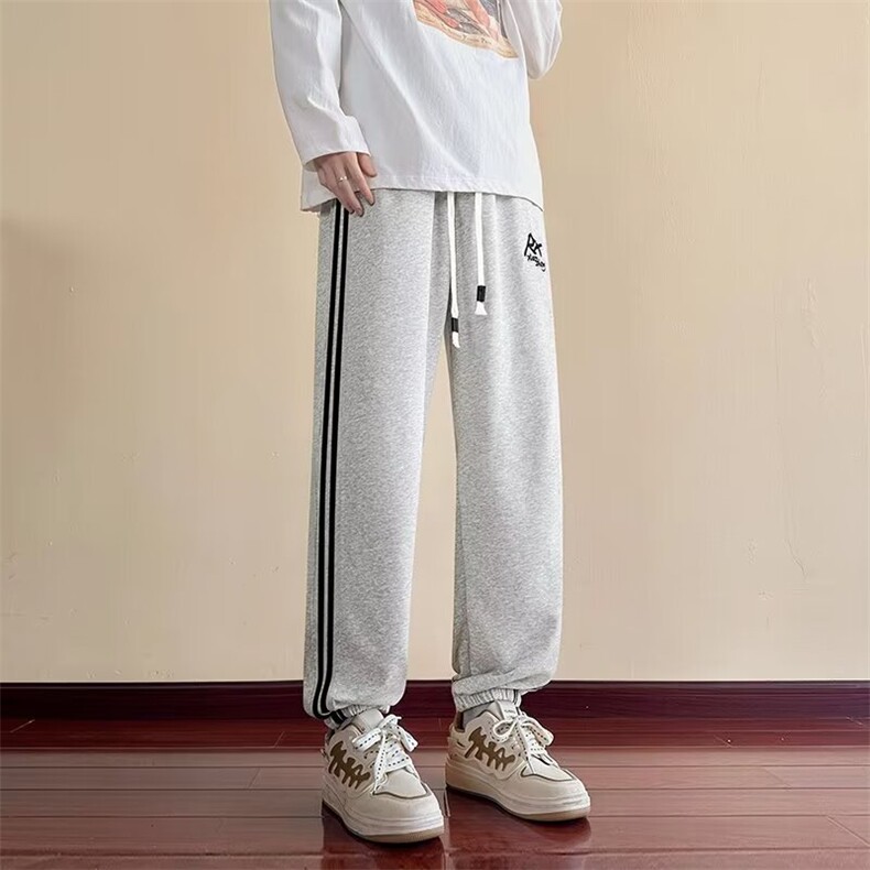 美式条纹运动裤子男春秋款潮牌字母刺绣重磅K29-P58,男装休闲裤,星座1109-3
