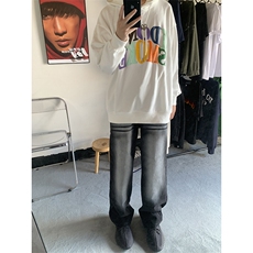 B221美式ins高街暗黑重工艺宽松直筒牛仔裤LK23125-P65控88，男装牛仔裤，电商B221