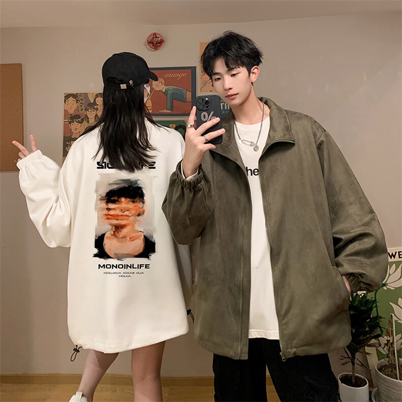 麂皮绒夹克男大码立领褂子外套JK85213-P68加绒款-P78,男装夹克,电商A040