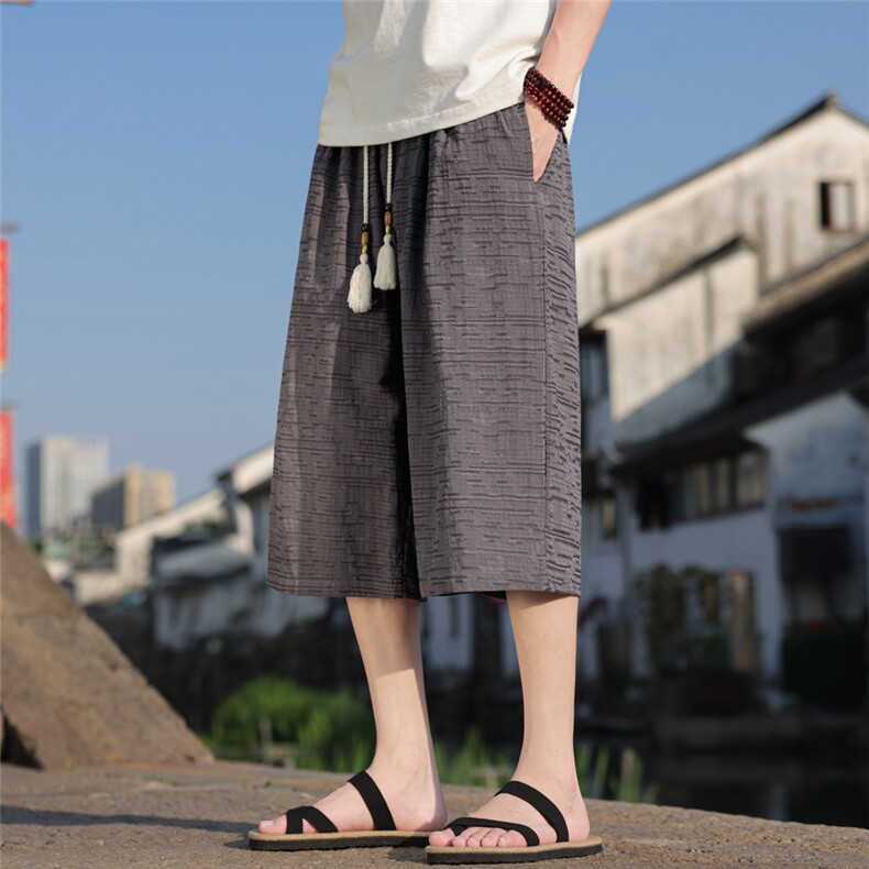 夏季风男装棉麻七分裤直筒超宽松休闲中裤A266-1-KZ880-P56图片