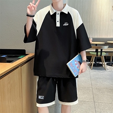 F345-P52两件套套装短袖五分短裤休闲运动一整套装潮流搭配，男装牛仔裤，星座512-6