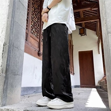 提花布包边冰丝夏季休闲裤直筒新中式古风长裤K9540，男装休闲裤，星座1116A-1（原606A）