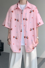 8XL-M腊肠狗花衬衫男短袖夏季冰丝薄款花衬衣寸衫外套DC28003P38，男装T恤，电商B312