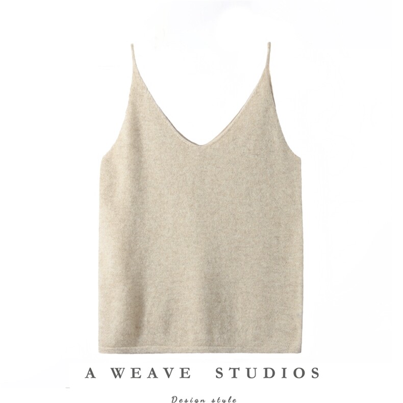 2025秋冬百搭时尚简约女v领吊带羊绒衫，女装羊绒衫，飞艺羊绒