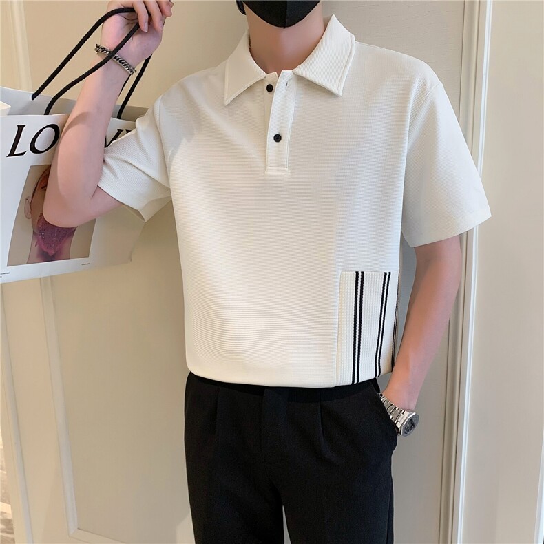 现货2025夏季新款社会小伙拼接polo衫男短袖T恤TX06P55控78,男装T恤,电商B276A